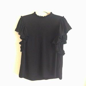 Kate Spade Black Flutter Blouse, size L